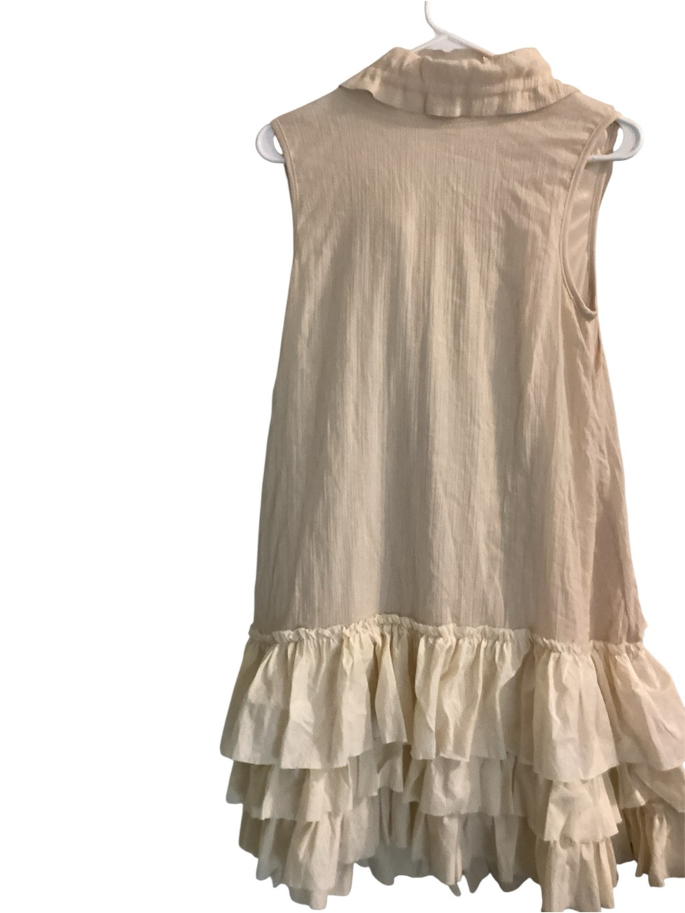 Ryu Cream Ruffled Lace Tie-Neck Sleeveless Tunic - Picture 2 of 5